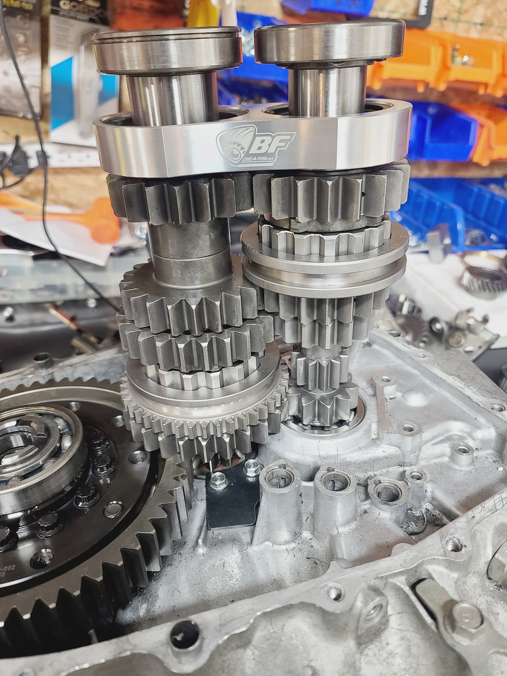 Honda K Series Turbo full race gearset installed in transmission
