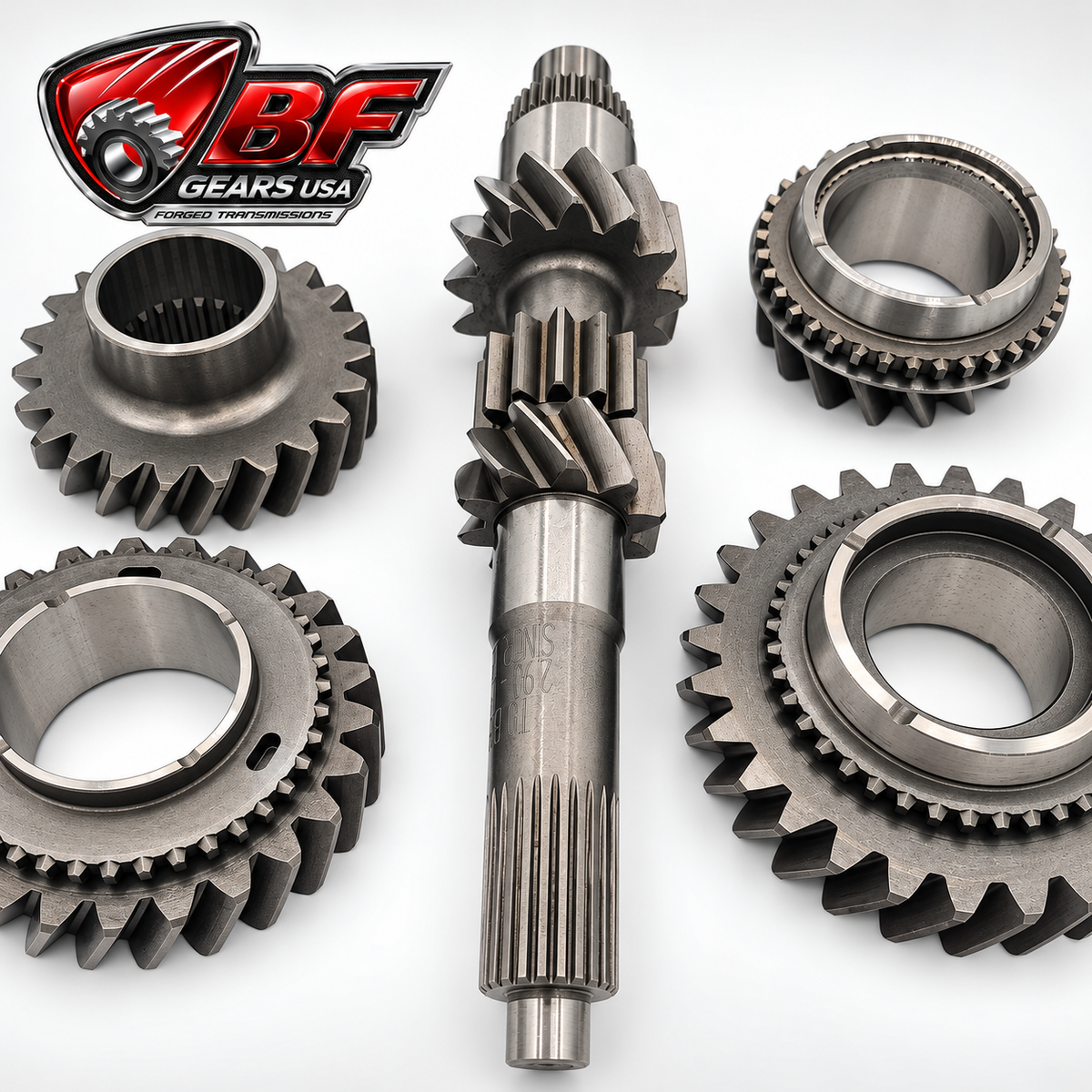 Honda B Series FWD helical 1-4 synchro gearset – input shaft close-up – BF Gears USA