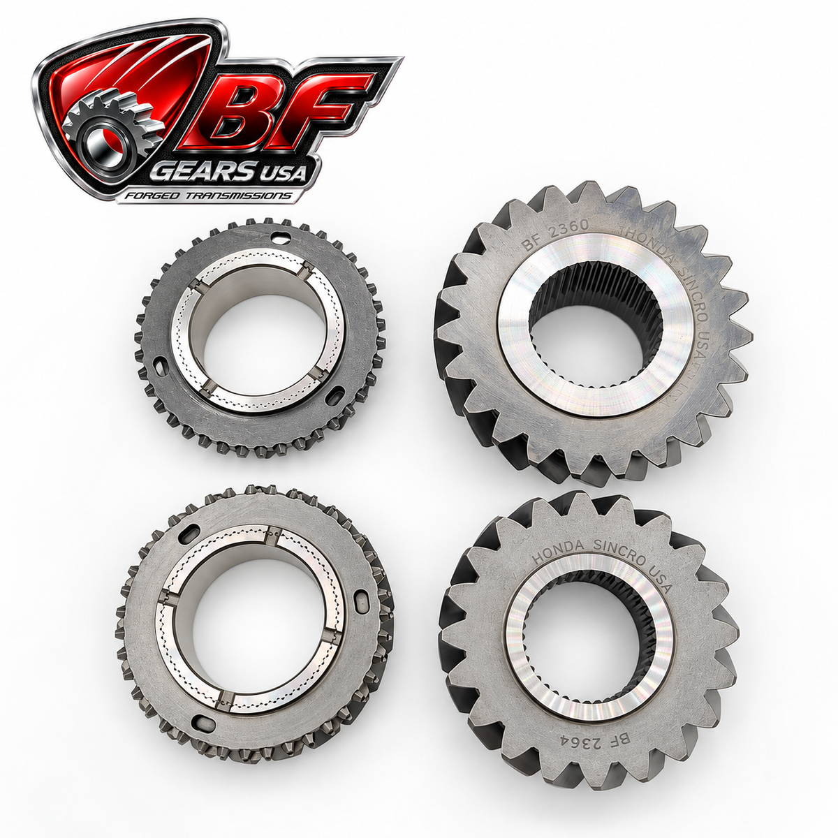 Honda K Series helical synchro 3–4 gearset components by BF Gears USA